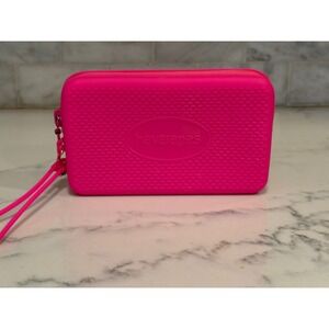 Havaianas Mini Bag Neon Pink Rubber Wristlet Pouch Zip Case Accessory